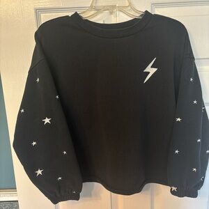 P.J. Salvage Black Sweatshirt with White Star Accents